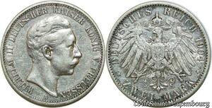 S1935 Germany 2 Mark Deutsches Reich Wilhelm II Preussen 1904 A Berlin Argent