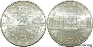 S1946 Austria 25 Schilling Republikösterreich Börse 1971 Tiefenthaler Silver FDC