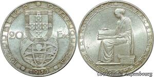 S1973 Portugal 20 Escudos Renovacão Financeira 1953 Argent Silver FDC