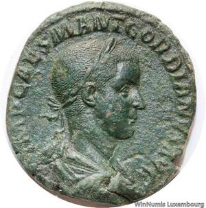 T6759 Rare Roman Empire Sesterce Gordian III Fides Militum Rome 238 Portrait AU
