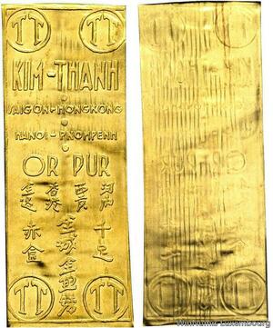 T5050 Rare Indochina Saigon Hong Kong Hanoi Or Gold Bar 999% 1920 1945 UNC