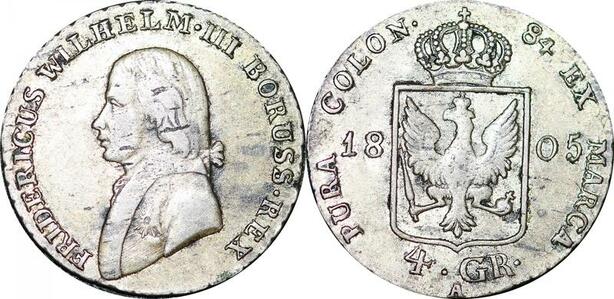 p0028 germany prussia 4 groschen friedrich wilhelm iii 1805 a millenium state millenium state