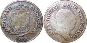 P0033 Germany Bavaria 6 Kreuzer Maximillian I Joseph 1807 Silver -> Make offer