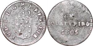 P0039 Scarce Italy States Tuscany Quattrino C. Ludovico Borbone 1805 Error Date