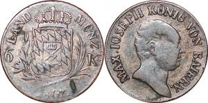 P0058 Germany Bavaria 6 Kreuzer Maximillian I Joseph 1807 Silver -> Make offer