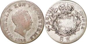 P0062 Germany Württemberg 6 Kreuzer Wilhelm I 1836 Silver -> Make offer