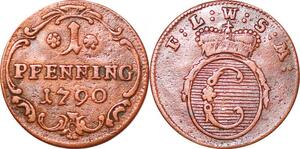 P0066 Scarce Germany Lowenstein Wertheim Rochefort Pfenning 1790 ->Make offer