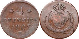 P0079 Germany Saxony 4 Pfennig Friedrich August I 1809 H ->Make offer