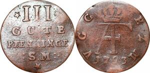 P0084 Germany Mecklenburg Strelitz 3 Gute Pfenninge Adolf Friedrich IV 1793