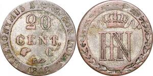 P0093 Germany Westphalia 20 Centimes Jerome Napoleon 1812 C Cassel Silver