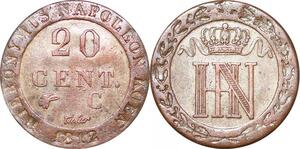 P0094 Germany Westphalia 20 Centimes Jerome Napoleon 1812 C Cassel Silver UNC