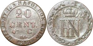 P0095 Germany Westphalia 20 Centimes Jerome Napoleon 1812 C Cassel Silver