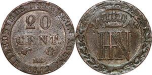 P0096 Germany Westphalia 20 Centimes Jerome Napoleon 1812 C Cassel Silver