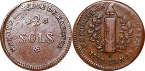 P0105 Germany Siege Mainz Mayence 2 Sols Friedrich Karl Joseph 1793 ->M offer