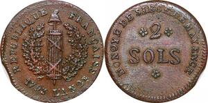 P0106 Germany Siege Mainz Mayence 2 Sols Friedrich Karl Joseph 1793 AU SUP !!