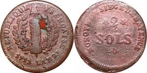 P0109 Germany Siege Mainz Mayence 2 Sols Friedrich Karl Joseph 1793 Low weight