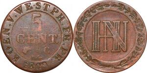 P0126 Germany Westphalia 5 Centimes Jerome Napoleon 1809 C Cassel ->M offer