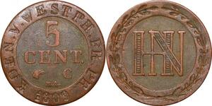 P0130 Germany Westphalia 5 Centimes Jerome Napoleon 1809 C Cassel ->M offer