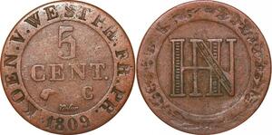 P0135 Germany Westphalia 5 Centimes Jerome Napoleon 1812 C Cassel ->M offer