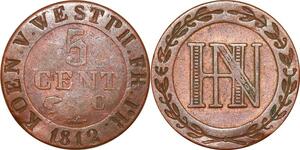 P0137 Germany Westphalia 5 Centimes Jerome Napoleon 1812 C Cassel ->M offer