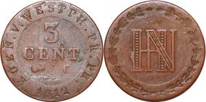 P0148 Germany Westphalia 3 Centimes Jerome Napoleon 1812 C Cassel ->M offer