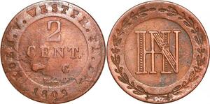 P0154 Germany Westphalia 2 Centimes Jerome Napoleon 1809 C Cassel ->M offer