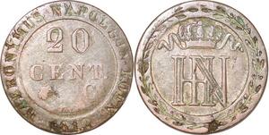 P0165 Germany Westphalia 20 Centimes Jerome Napoleon 1812 C Cassel Silver
