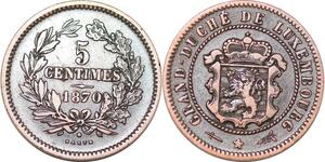 P0183 Luxembourg  5 Centimes Willem III 1870 Bruxelles Utrecht KM#22.1