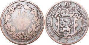 P0189 Luxembourg  10 Centimes Willem III 1855 A Paris KM#23.2 -> Make offer