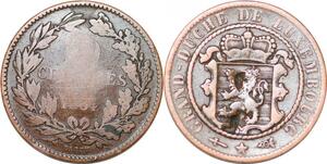 P0190 Luxembourg 10 Centimes Willem III 1854 Brussels Utrecht -> Make offer
