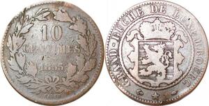 P0192 Luxembourg  10 Centimes Willem III 1855 A Paris KM#23.2 -> Make offer