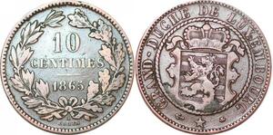 P0193 Luxembourg  10 Centimes Willem III 1865 A Paris KM#23.2 -> Make offer