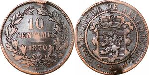 P0194 Luxembourg  10 Centimes Willem III 1870 . KM#23.1 -> Make offer
