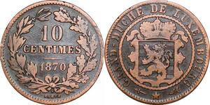 P0196 Luxembourg 10 Centimes Willem III 1870 . KM#23.1 -> Make offer