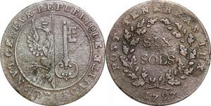 P0208 Switzerland Swiss Geneva Cantons 6 Sols 1797 -> Make offer