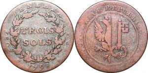 P0221 Switzerland Schweiz Geneva Genève 3 Sols 1798 -> Maker offer