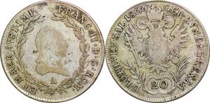 P0226 Austria Habsburg 20 Kreuzer Franz II 1806 A Silver -> Make offer
