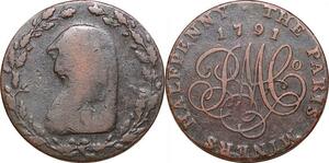 P0300 United Kingdom 1/2 Penny Anglesey Parys Mines Druid 1791