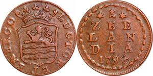 P0312 Dutch Republic Netherlands Zee Lan Dia Zee Lan Dia Duit 1794