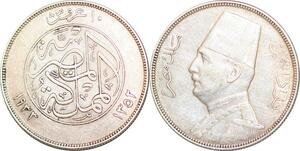 P0316 Scarce Egypt 10 Piastres Fuad I AH 1352 1933 silver AU -> Make offer