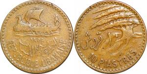 P0325 Lebanon Liban 10 Qirsh Piastres 1955 -> Make offer