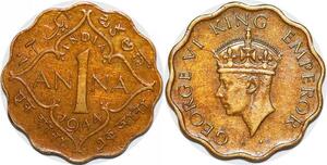 P0375 India British 1 Anna George VI 1944 AU Superbe -> Make offer