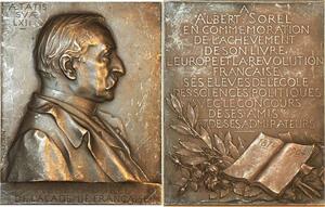 P0496 Rare France Plaque Albert Sorel Sciences Politiques Chaplain 1907 Silvered -> FO