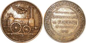 P0502 Rare France Médaille Chemin Fer Paris St Germain 1909 Bronze Argenté SUP