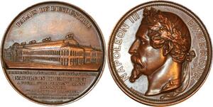 P0504 Rare France Médaille Napoléon III Empereur Palais Industrie 1855 Oudiné Wien SUP