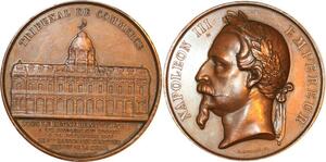 P0509 Rare France Médaille Napoléon III Empereur Commerce Paris 1865 Merley SUP