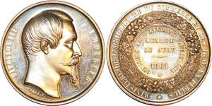 P0511 Rare France Médaille Napoléon III Ministère Agriculture 1861 Angoulème Arg FDC