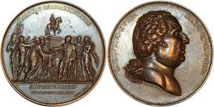 P0515 Rare France Médaille Louis XVIII Adventvs Regis Retour sur Paris 1814 Galle SUP