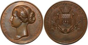 P0530 Rare France Médaille Eugénie Impératrice Exposition Nationale Nantes 1861 SUP
