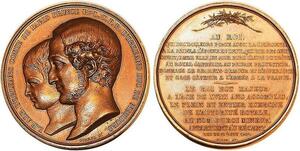 P0534 Rare France Médaille Louis Philippe Albert Charles Philippe Orléans 1842 SUP